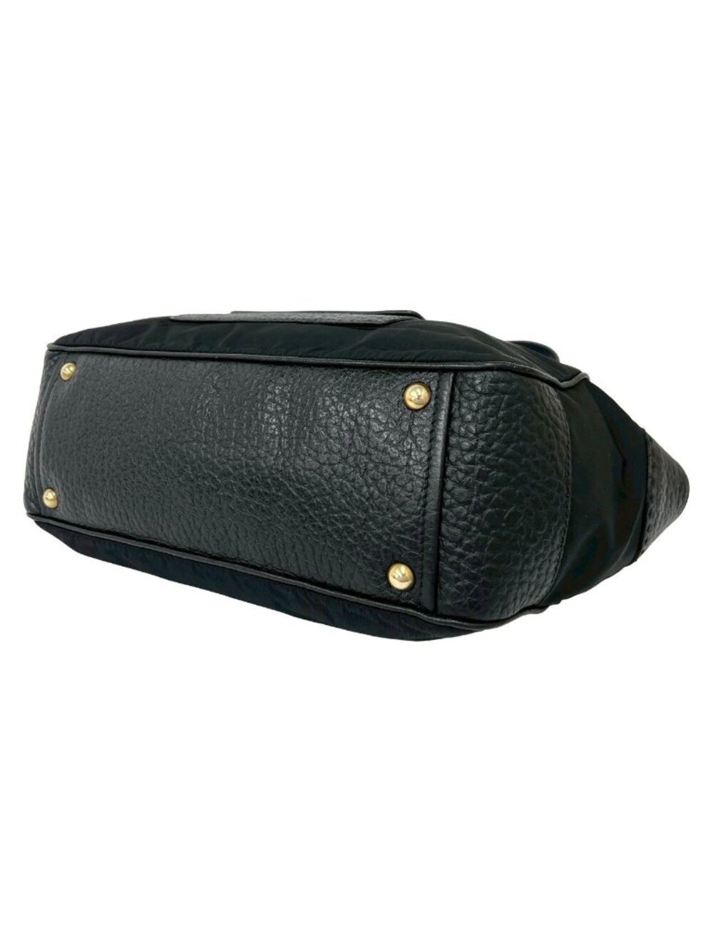 ★SOLD★ Prada Triangle Logo Leather Tessuto Tote Black - Picture 8 of 10